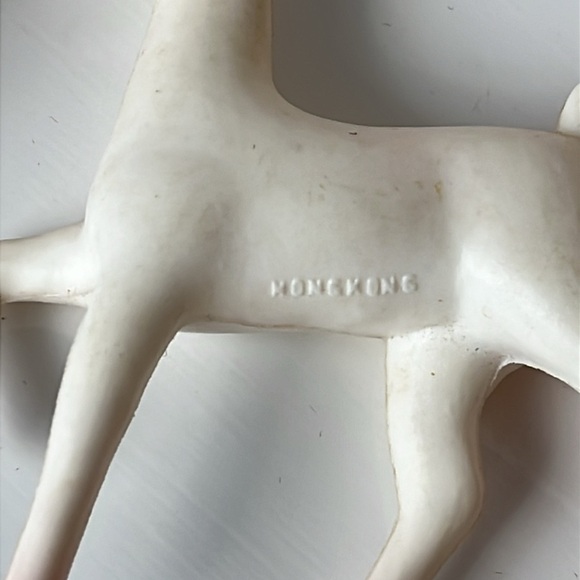 Vintage Flocked Santa and Mrs. Claus felted 60’s Plastic Reindeer - Picture 6 of 10